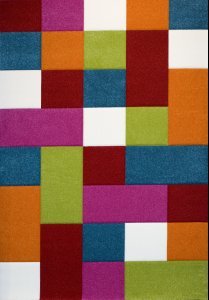 Kinder Teppich Karo Design Multicolour Grün Rot Grau Schwarz Creme Pink, Grösse:120×170 cm - 3