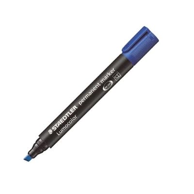 Staedtler 350 Marqueur permanent Pointe biseau Corps plastique Encre Bleue à base d'alcool Lot de 10