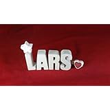 Beton, Steinguss Buchstaben 3D Deko Namen LARS mit Stern und Herzklammer als Geschenk verpackt! Ein ausgefallenes Geschenk zur Geburt, Taufe, Geburtstag, Namenstag oder auch zu Weihnachten!