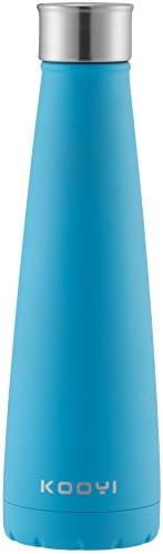Kooyi Vacuum Insulated Travel Coffee Mug, One-handed Open and Drink, 100% Leak Proof (14 oz) (Blue)