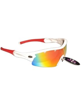 RayZor Liteweight UV400 White Sports Wrap Cycling Sunglasses,1 Pce Vented Red...