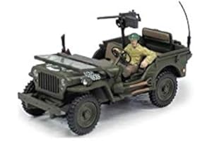 Jeep Willys Cararama 1/43 avec pilote et mitrailleuse