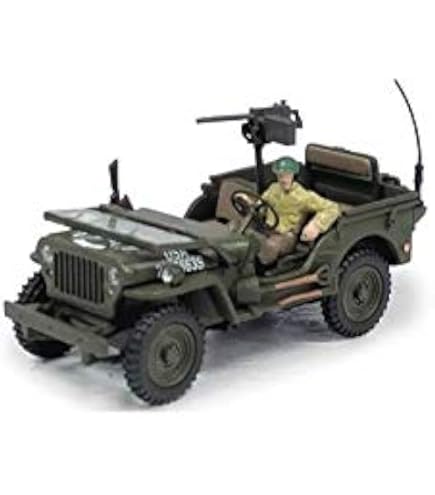 Miniature Lucky Die Cast Willys Jeep Van 1/18 - Bleu Métallisé/toit Blanc