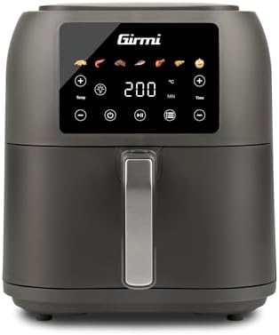 Girmi FG92 Friggitrice ad Aria Ecofrit Deep Capacità XXL 8 Litri, 1700W, BPA/PFOA Safe, Contenitore antiaderente, Display digitale, 7 programmi, Tasto di sicurezza, Ricettario Incluso, Grigio
