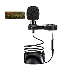 CHOCOGEM 3.5mm Thick Wire Clip Microphone for YouTube | Collar Mike for Voice Recording | Lapel Mic Mobile, PC, Laptop, Android Smartphones, DSLR Camera Microphone Authorized Seller Resonance World