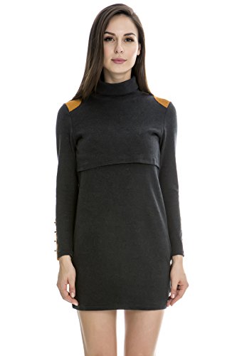 Bearsland Women's Turtleneck Long Breastfeeding Nursing Top Black UK Size 14-16