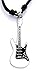 Produktbild Fender Strat Style Gitarre in Weiß, Zinn Anhänger Auf Schnur Halskette Musik Geschenk