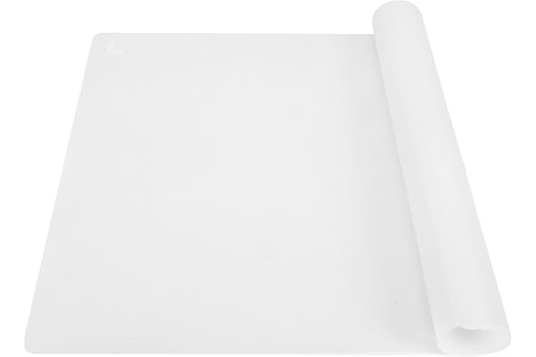 SUPER KITCHEN Non Adhésif Tapis à Pâtisserie en Silicone Grand Tapis de Cuisson, Tapis de Pâte à Rouler, Tapis Resine Epoxy, Résistant à la Chaleur Set de Table, Dessous de Plat (60×40cm, Transparent)