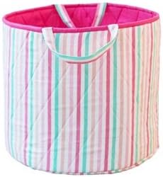 Kiddiewinkles Multi Coloured Stripe Storage Basket Large - striped storage basket, large round storage basket - hamper. Great for toy storage, kids bedrooms and baby - nursery.