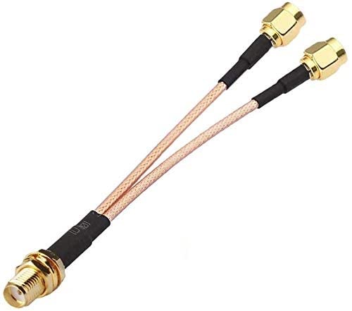 GraspaDeal 4G LTE Antenna Cable, SMA Female to Dual SMA Male Cable RG-316 V Type 6-inch (15cm)