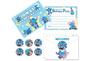 simyron Children's birthday invitation card, 12pcs birthday invitation card, 12pcs matching envelope and 12pcs sticker, boy and girl birthday party celebration party invitation birthday card