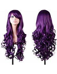 PEPECARE 80cm Mujeres Peluca rizada larga Ondulado Lolita Cabello Universal Cosplay Party Full Lady peluca (púrpura)