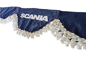 AutoCommerse - Tenda per parabrezza anteriore in raso con nappe bianche parasole per pannelli parasole per Scania S R P L G serie camion HGV BLU