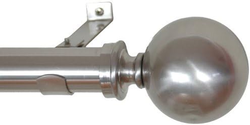 RuLu 25737 52 by 144-Inch Ball Nickel Curtain Rod with 1.25-Inch Pipe