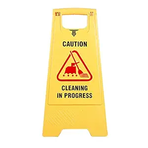 TARGET HYGIENE Caution Sign Board Plastic Caution Cleaning in Progress Standing Board (Yellow)