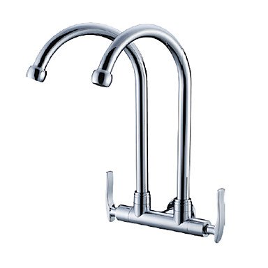 Preisvergleich Produktbild Edelstahl Doppel-Tüllen Doppel-Griffe Küchenarmatur