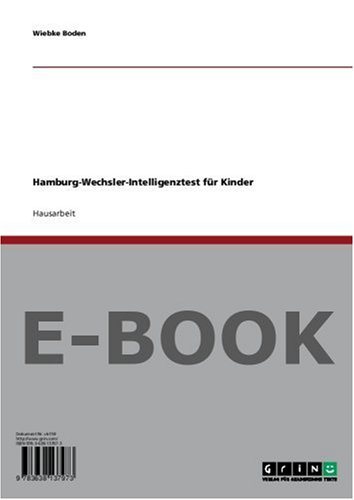 HamburgWechslerIntelligenztest für Kinder Wiebke Boden Amazon.de