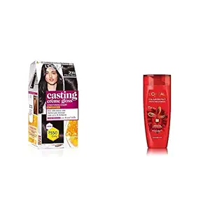 LOreal Paris Casting Creme Gloss Hair Color, Ebony Black 200, 87.5g+72ml And LOreal Paris Color Protect Shampoo, 175ml (With 10% Extra)