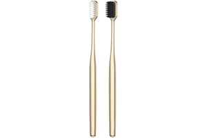DENTAPASS Brosse à Dent Oral Care Sliver - Breveté pour Nettoyage en profondeur - Enlève les Tâches des Dents - Brosse à dent Souple Brevet : 202130063011.1 (Gold - Poils Noir)