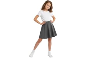 LUXFAB Girls Skater Skirt High Waisted Flared Tutu Style | Stretch Polyester Mini Skirt | Elastic Waistband | School Uniform & Party Wear | Ages 5-14