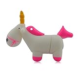 818-Shop No19300010004 USB-Sticks (4 GB) Lustiges Einhorn Pferd 3D weiß