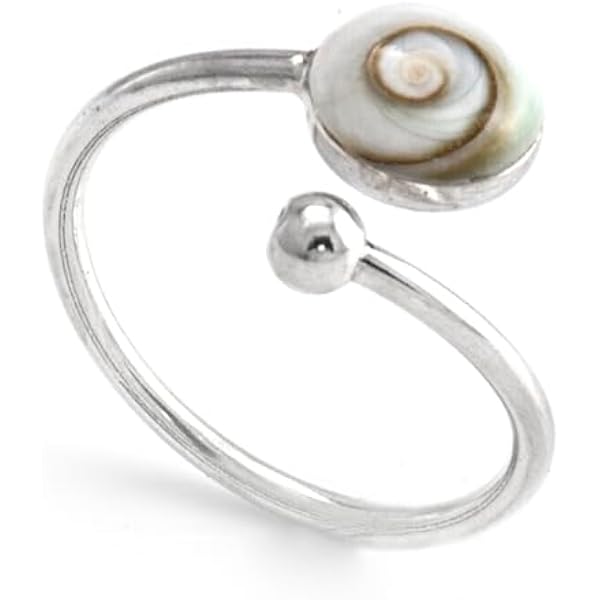 81stgeneration Bracciale Yin Yang in Argento Sterling 925 con Conchiglia a Forma di Occhio di Shiva | Ciondolo a Conchiglia Rotonda in Stile Filigrana su Catena a Spina di Pesce