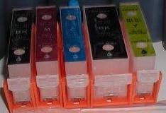 Set of 5 Empty refillable edible ink cartridges for use on Canon printer models IP3600, IP4600, IP4700, MP540, MP550, MP560, MP620, MP630, MP640