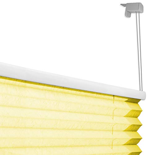 casa pura® Plissee Rollo | mit eleganter Crushed Optik | Klemmfix ohne Bohren | lichtdurchlässig & blickdicht | gelb | 8 Größen (120x100cm) - 5