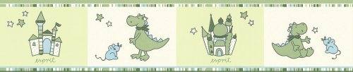 Esprit Home Bordüre Dragon Castle Strukturprofil auf Papier 5,00 m x 0,13 m blau creme grün Made in Germany 109118 1091-18