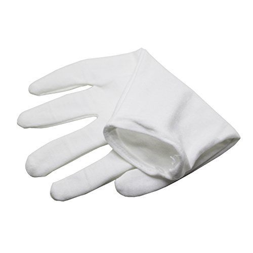 LJY 12 Paare 9 Zoll verdickte weiße Baumwollhandschuhe-Arbeits-Handschuhe, Münzen-Schmucksache-Silber-Kontrolle, große Größe - 3