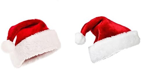 A-NAM Fine Soft Velvet Santas Hat for Adult Christmas Party Thick Christmas Hats (2 pieces)