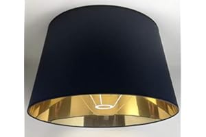 ARG LIGHTING 50 cm Abat-jour, Tissu Noir avec Doublure Dorée, Fait à la Main, pour Lampe de Table, Lampadaire