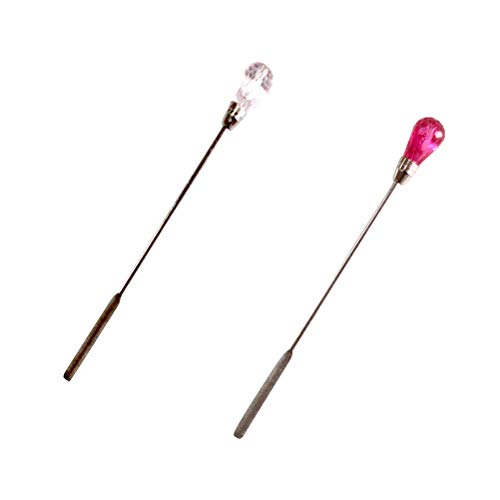 BESTONZON 2PCS Metal Nail Stirring Rod Dotting Pen Acrylic Gel Powder Mixing Stick Picker Manicure Tool