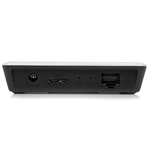 StarTech com ST3300U3S - Adaptador de red Gigabit Ethernet externo USB 3 0 con Hub concentrador ladr  n SuperSpeed de 3 puertos  blanco