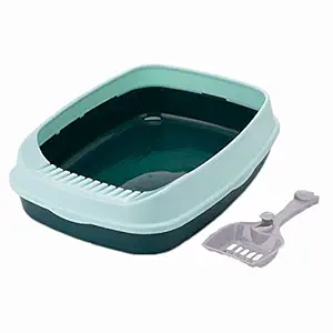 Royale Cat Pet Cleaning Products Extra Large Cat Toilet with Cat Poop Scoop Plastic Cat Litter Box - Blue