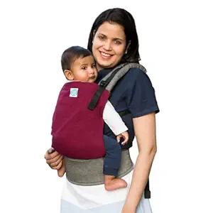 Kol Kol Baby Carrier Bag, 100% Hand Woven Cotton, Light-Weight, Safe & Ergonomic Baby Carry Bag & 2 Carry Positions, for 4 Months to 3 Year Old Baby, Maroon - Suitable for Men & Women