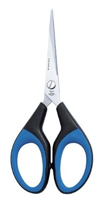 Wedo 9896 Ciseaux en acier inoxydable avec poignée softcut 15,2 cm Noir/Bleu