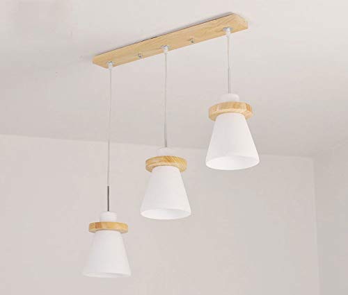 Preisvergleich Produktbild OOFAY LIGHT Modern Einfach Kreativ Pendelleuchte Esszimmer Lampe, Hängeleuchte Kronleuchter Leuchte, Wohnzimmer Esstisch Küche Wohnung Studio Beleuchtung, Glas Schirm Holz, E27 * 3 L55cm H
