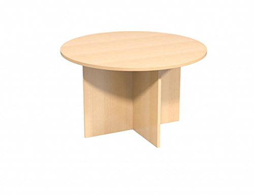 BiMi 25 mm Thick 1100mm Diameter Round Meeting Table with 4 Star Wooden Legs Colour: Beech