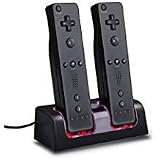  Mondpalast @ Negro Dual USB estación de carga + 2 x 2800 mAh baterías recargables para Nintendo Wii WIIMOTE WII MANDOS REMOTE