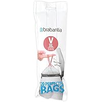 Brabantia Código V Bolsas de Basura Formato Rollo, Blanco, 3 L, 20