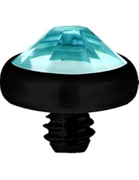 micro Aufsatz Dermal Anchor Piercing G23 PVD Blackline Kristall Stein - Aqua.BK-TIADJN.4mm.AQ