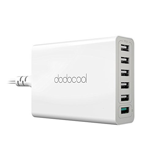 dodocool Quick Charge 3.0 USB Ladegerät mit 6 Ports 58W Schnellladegerät, 1x QC3.0 und 5x USB 2.0 Port mit 1.5m abnehmare Netzkabel