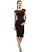 PattyBoutik Mama Crewneck Crochet Lace Inset Ruched Sheath Dress (Black 8/10)