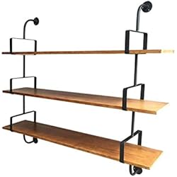 WCS Décoration Murale Racks Vent Industriel en Fer Forgé Étagère Bibliothèque Bibliothèque Créative Mot Partition Étagère en Bois Massif Étagères flottantes (Color : 3 Tier, Size : 120cm)
