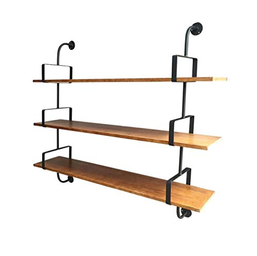 WCS Décoration Murale Racks Vent Industriel en Fer Forgé Étagère Bibliothèque Bibliothèque Créative Mot Partition Étagère en Bois Massif Étagères flottantes (Color : 3 Tier, Size : 120cm)