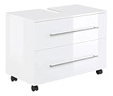 Eigene Produktion in Bremen Universal Unterbau auf Rollen 85 cm Weiss Hochglanz