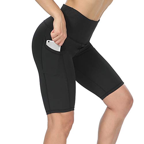 Puimentiua Legging Court Femme Pantalon Sport Yoga avec Poches Latérale Course Jogging Fitness Gym Taille Normale (S-XL)