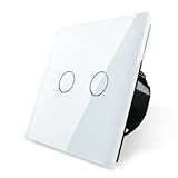 Touch Bedienfeld Wechselschalter Glas Touchscreen Wandschalter Doppelschalter VL-C302S-61 2-Weg Touch Lichtschalter Weiß