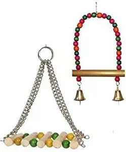 Kapoor Enterprise Bird Toy Parrot Chewing Toys-Hanging Bell Bird Cage Toys Suitable for Small Parakeets, Cockatiels, Conures, Finches, Parrots, Love Birds(Pack of 2 Bird chew Toy) Bird Play Stand